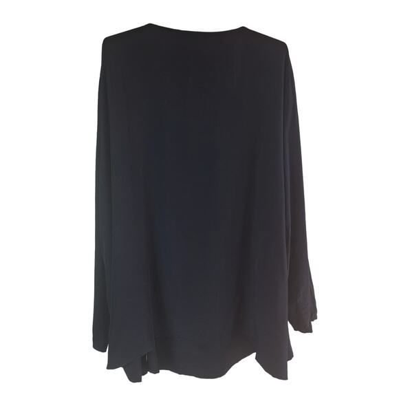 Bloomchic Women 30 Navy Blue 1/4 Button Front Flowy Roll Tab Sleeve Blouse NEW - Picture 5 of 9